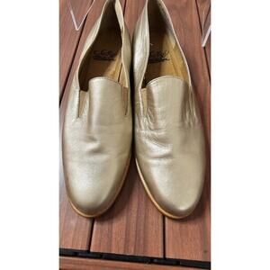 Selby Moc Fit Metallic Gold Brazilian Handcrafted Leather‎ Loafers Shoes 8.5 AA